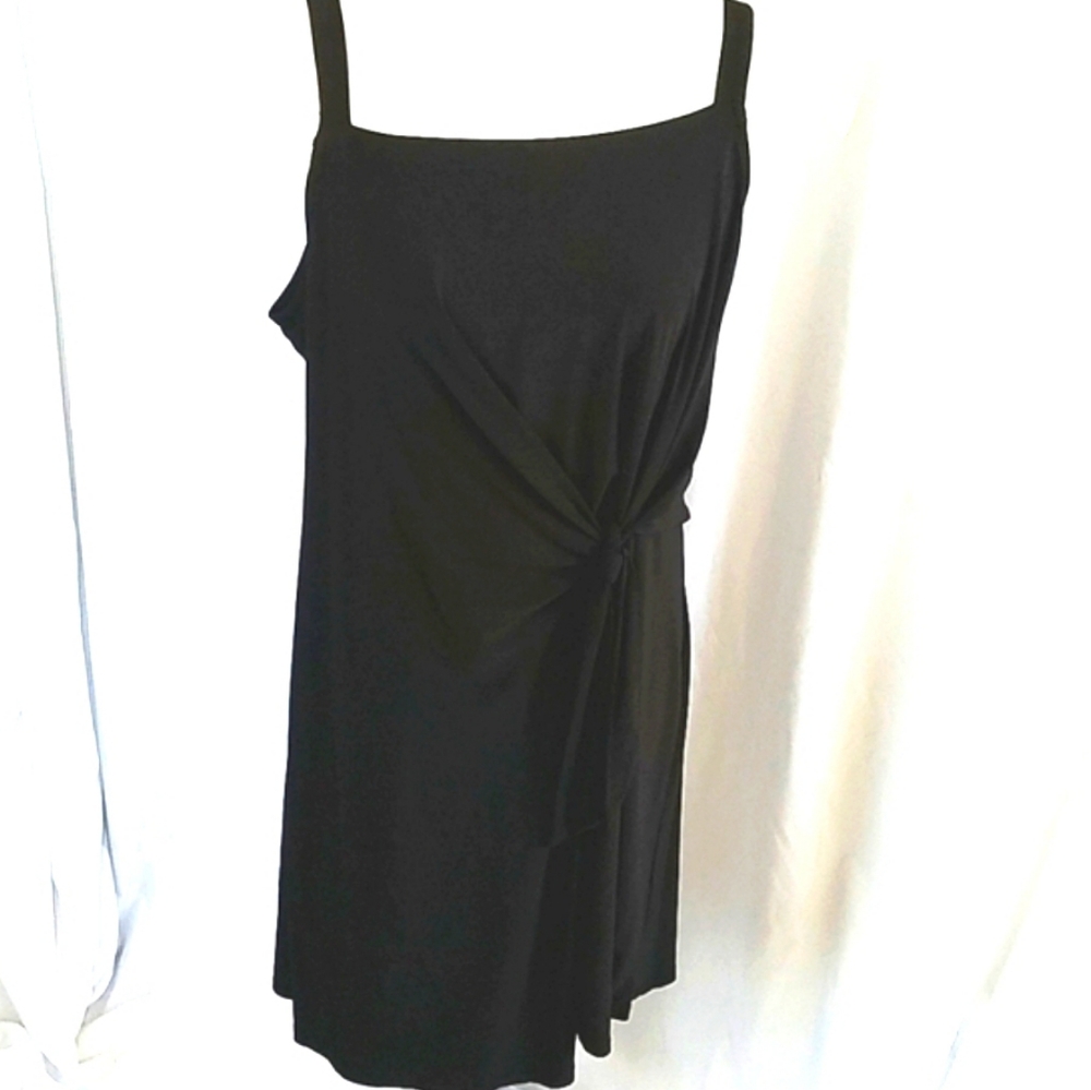 MSK Petites Women's Faux Wrap Sleeveless Black Party Dress Size PXL